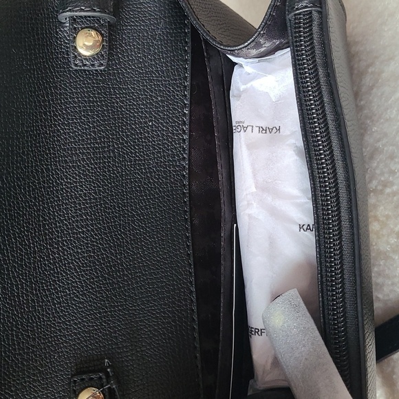 NWT Karl Lagerfeld Paris Maybelle Black Gold Heart Crossbody - Picture 5 of 8